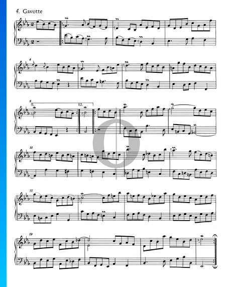 Suite Française No. 4 Es Major, BWV 815: 4. Gavotte Partition