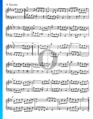 Suite francesa n.º 4 en mi bemol mayor, BWV 815: 4. Gavota Partitura