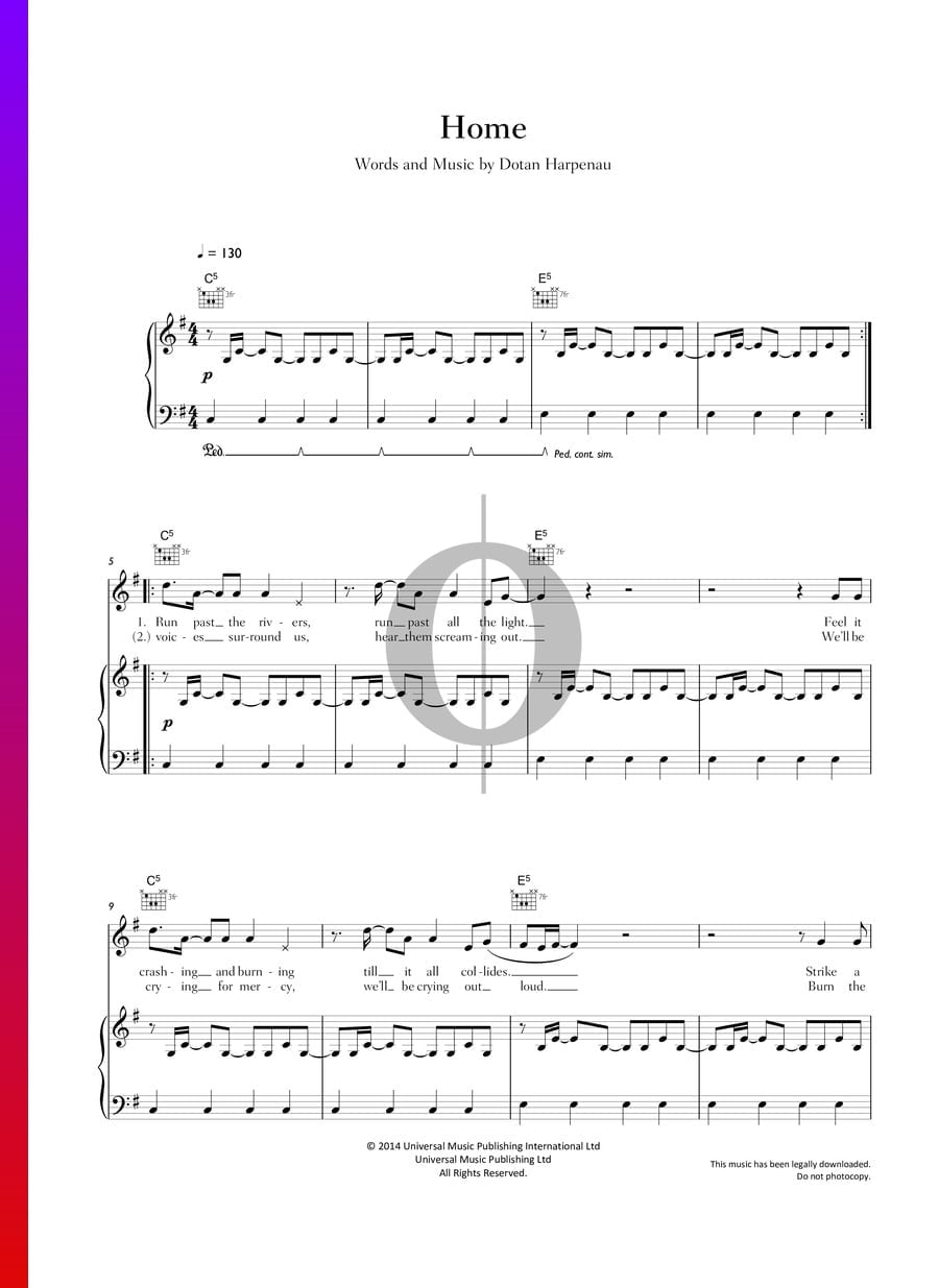 Home (Dotan) Piano Sheet Music OKTAV