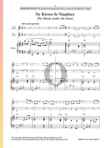 Ny Kirree Fo Niaghtey (The Sheep Under The Snow) Sheet Music