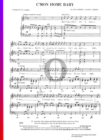 C'Mon Home Baby Sheet Music