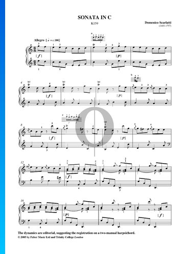 Sonata in C Major, K159: 1. Allegro bladmuziek