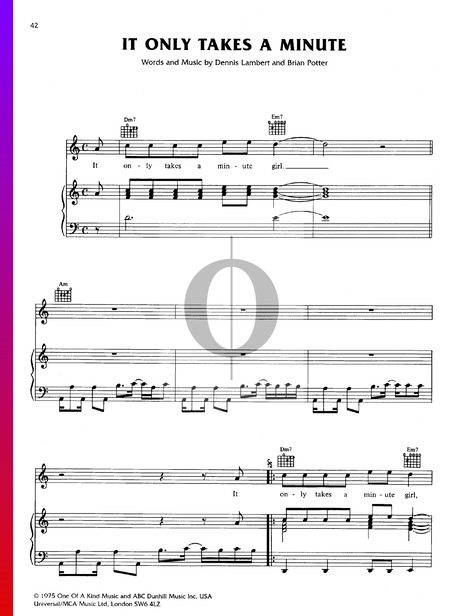 It Only Takes A Minute Partitura