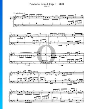Partition Prélude 12 Fa mineur, BWV 857