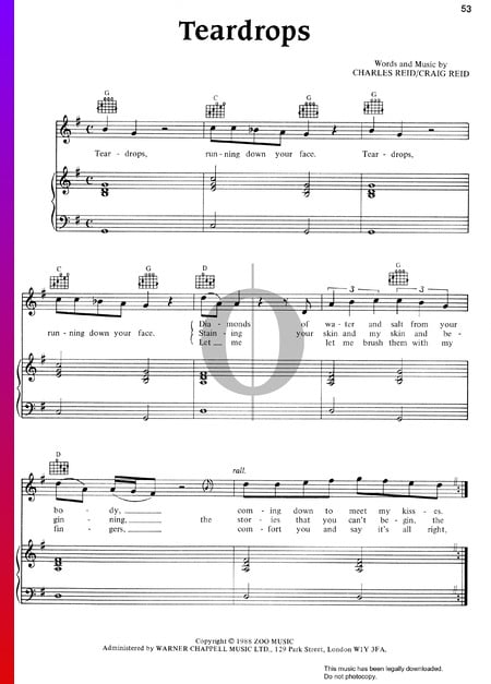 Teardrops Musik-Noten