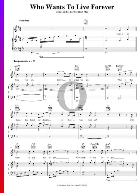 Who Wants To Live Forever Musik-Noten