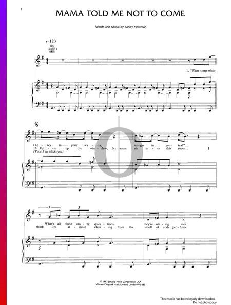 Mama Told Me Not To Come Musik-Noten