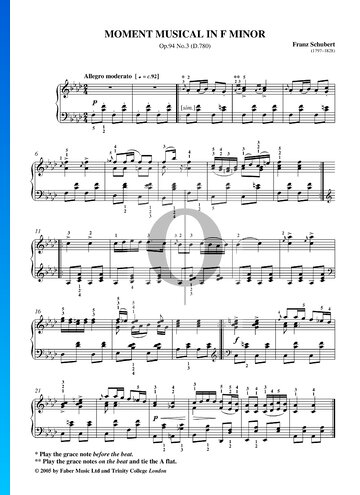 Momento musical en fa menor, Op. 94 n.º 3 (D 780) Partitura