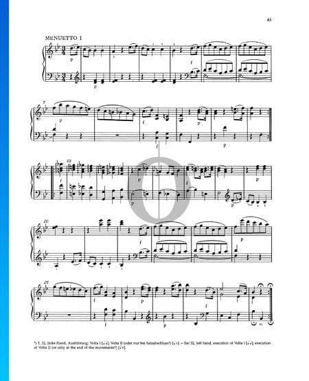 Klaviersonate Nr. 4 Es-Dur, KV 282 (189g): 2. Menuetto