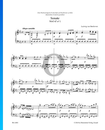 Sonata en mi bemol mayor, WoO 47 n.º 1: 1. Allegro cantabile Partitura