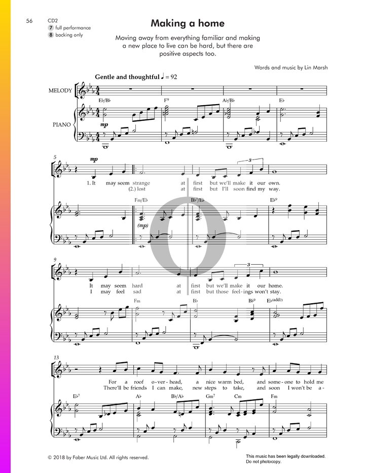 Making A Home (Lin Marsh) Piano Sheet Music - OKTAV