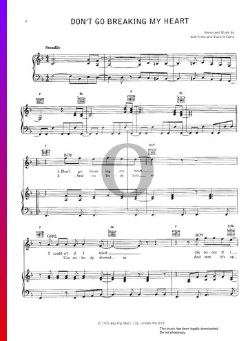 Don't Go Breaking My Heart Partitura