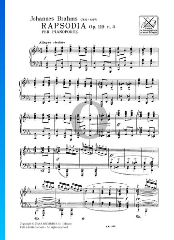 Partition Rhapsodie en Mi bémol majeur, op. 119 n° 4