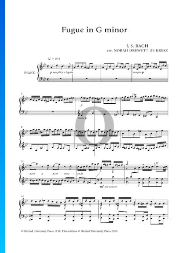 Fugue in G Minor, BWV 578 Partitura