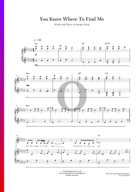 You Know Where To Find Me Sheet Music