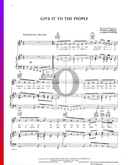 Give It To The People Sheet Music