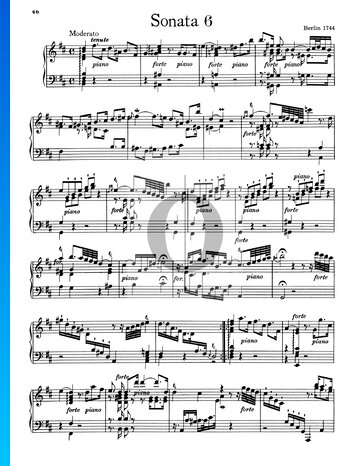 Partition Sonate No. 6, Wq 49: 1. Moderato