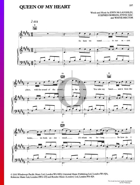Queen Of My Heart Sheet Music