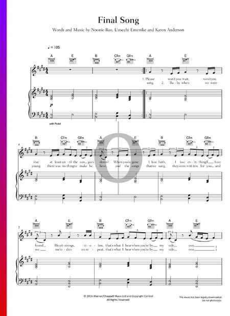 Final Song Sheet Music
