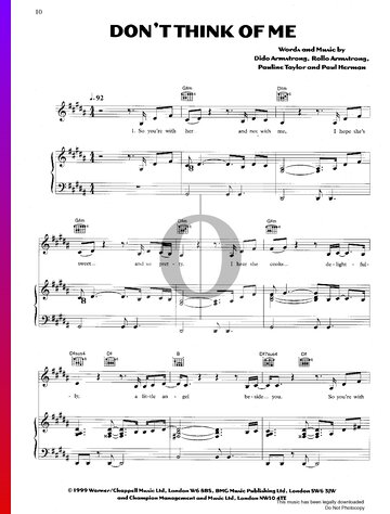 Don't Think Of Me Sheet Music