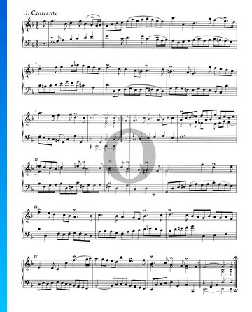 Partition Suites Anglaises No. 4 en Fa Majeur, BWV 809: 3. Courante