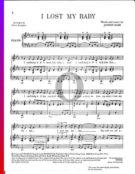 I Lost My Baby Sheet Music