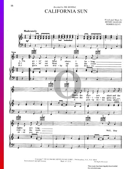 California Sun Musik-Noten