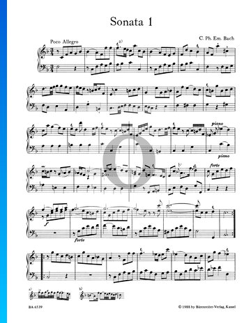 Sonata n.º 1, Wq 48: 1. Poco Allegro Partitura