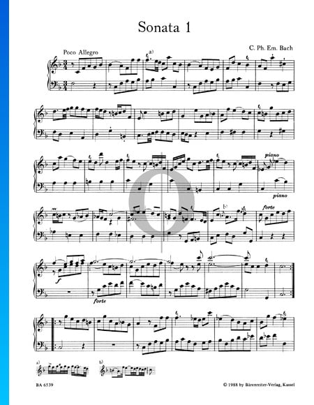 Sonate Nr. 1, Wq 48: 1. Poco Allegro Musik-Noten