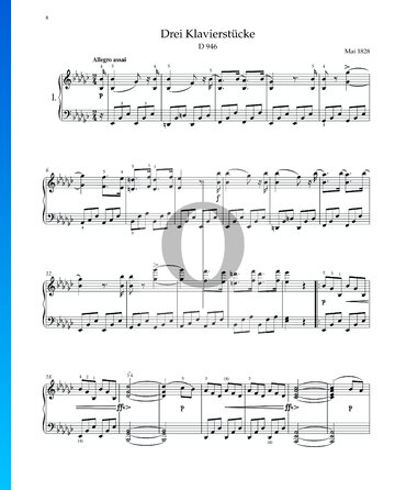 3 Klavierstücke, D. 946: 1. Allegro assai Musik-Noten