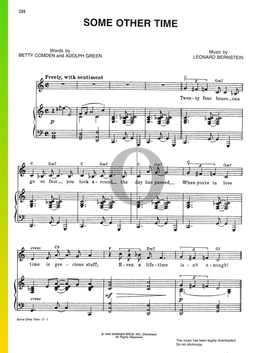Some other time leonard bernstein partituras de piano oktav