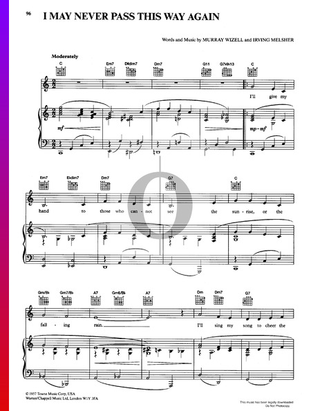 I May Never Pass This Way Again Sheet Music