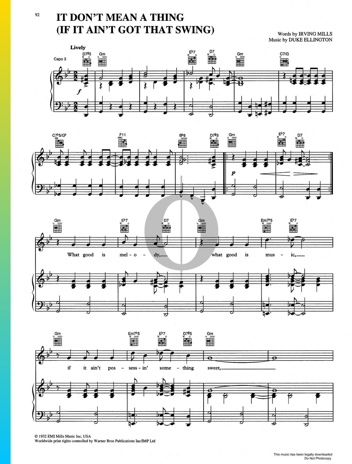 It Don T Mean A Thing If It Ain T Got That Swing Sheet Music Piano Voice Guitar Pdf Download Streaming Oktav