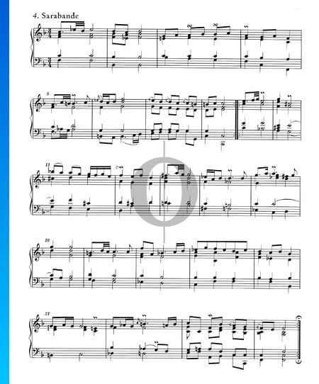 Suite inglesa n.º 4 en fa mayor, BWV 809: 4. Sarabanda Partitura