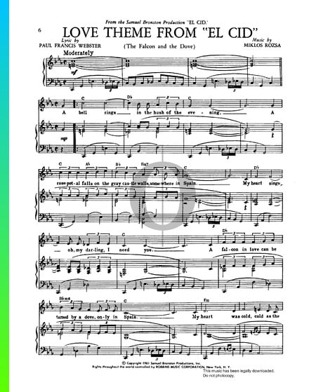 Love Theme From El Cid (The Falcon And The Dove) Sheet Music