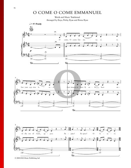 O Come O Come Emmanuel Musik-Noten