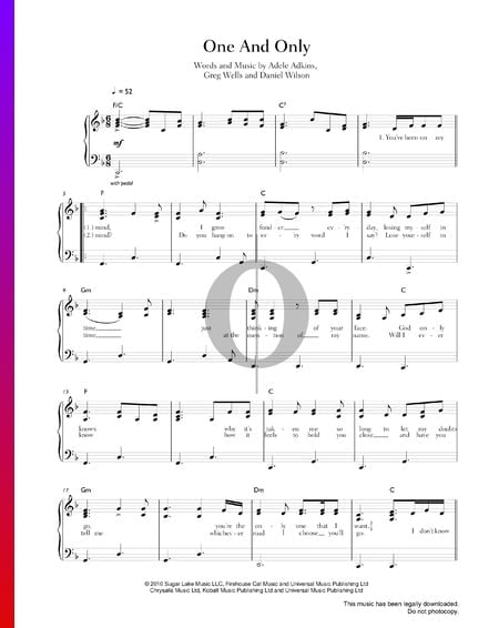 One And Only Musik-Noten
