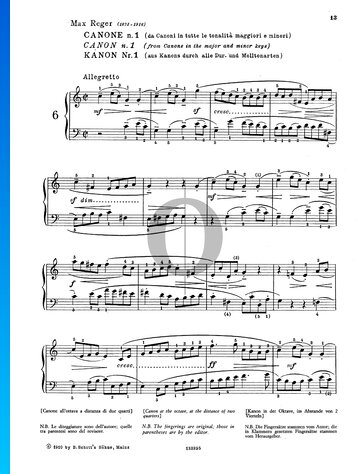 Canon in C Major, No. 1 Sheet Music