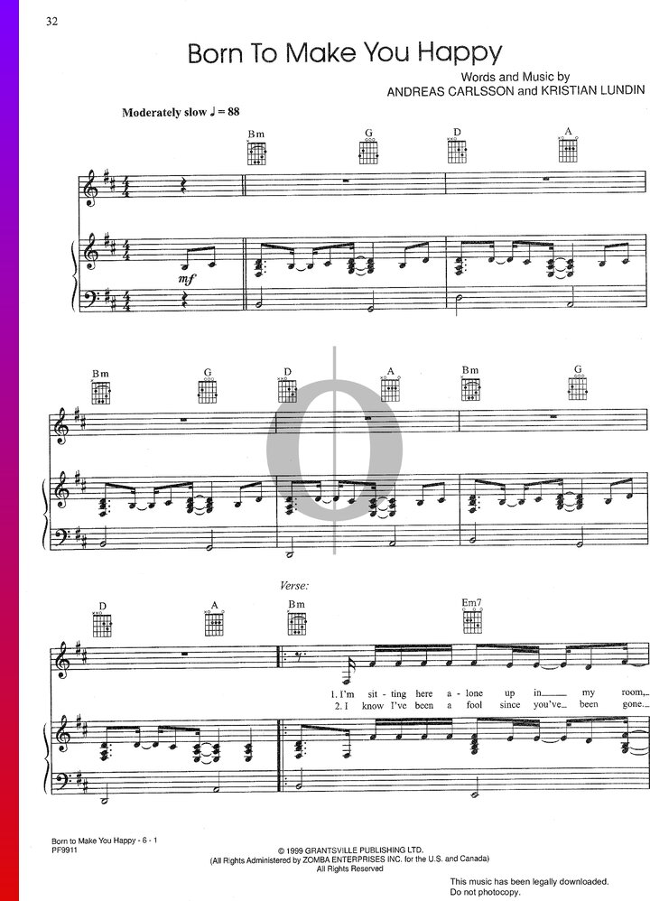 Born To Make You Happy (Britney Spears) Piano Sheet Music - OKTAV