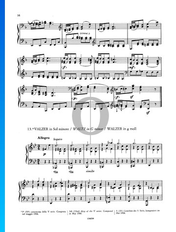 Little Songs, Series 5: No. 5 Waltz in G Minor Partitura
