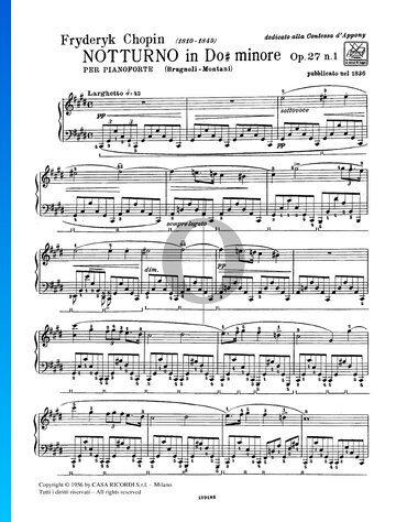Nocturne No. 7 C-sharp Minor, Op. 27 No. 1 Spartito