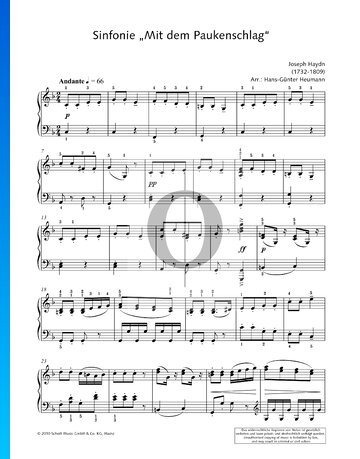 Partition Symphonie No. 94 en Sol Majeur: 2. Andante (« La Surprise »)