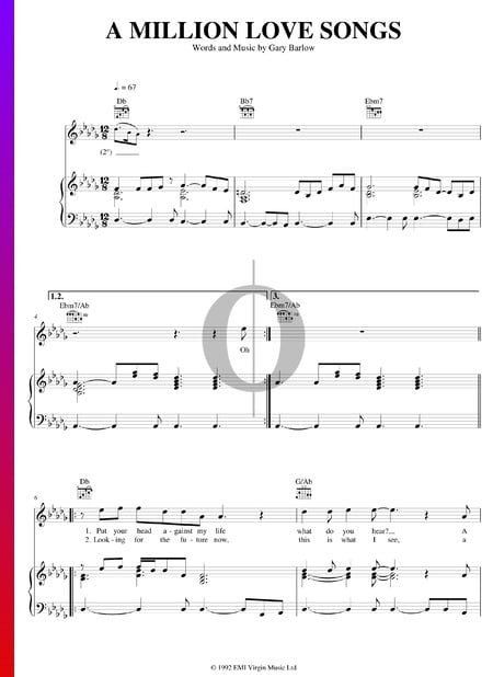 A Million Love Songs Sheet Music