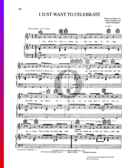 I Just Want To Celebrate Musik-Noten