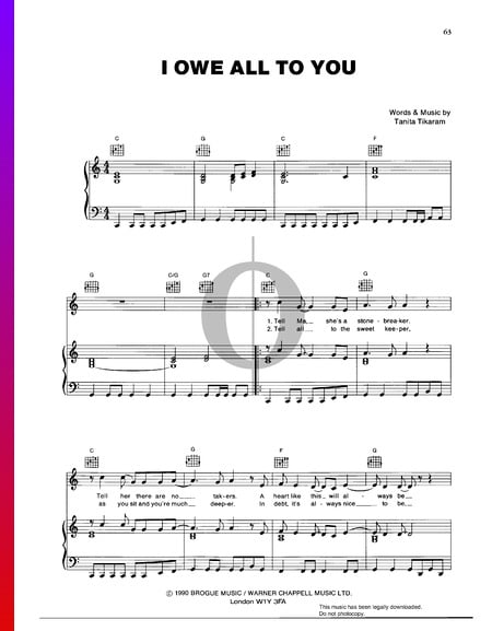 I Owe All To You Sheet Music