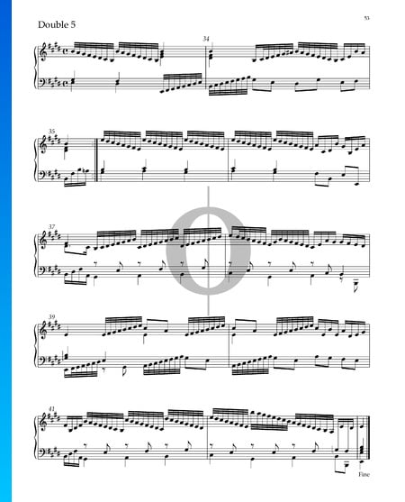 Suite No. 5 E Major, HWV 430: 8. Double 5 Sheet Music