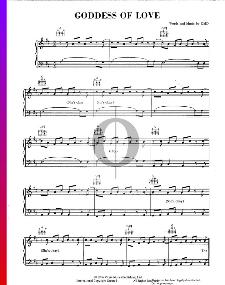 Goddess Of Love Orchestral Manoeuvres In The Dark Piano Sheet Music Oktav