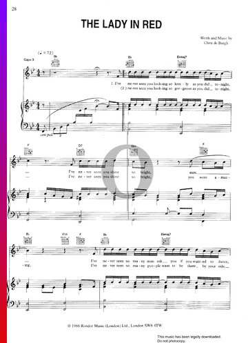 Lady In Red Sheet Music