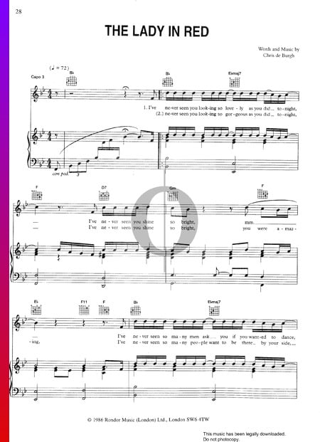 Lady In Red Musik-Noten