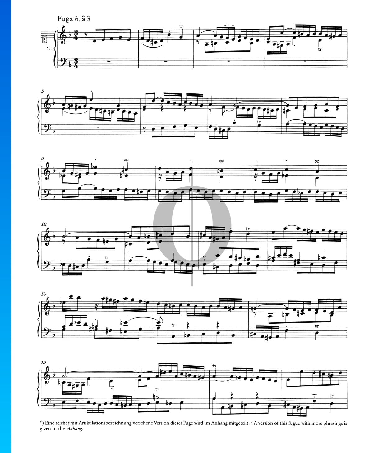 Fugue 6 D Minor, BWV 851 Sheet Music (Piano Solo) - OKTAV